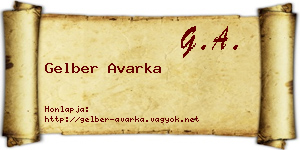 Gelber Avarka névjegykártya